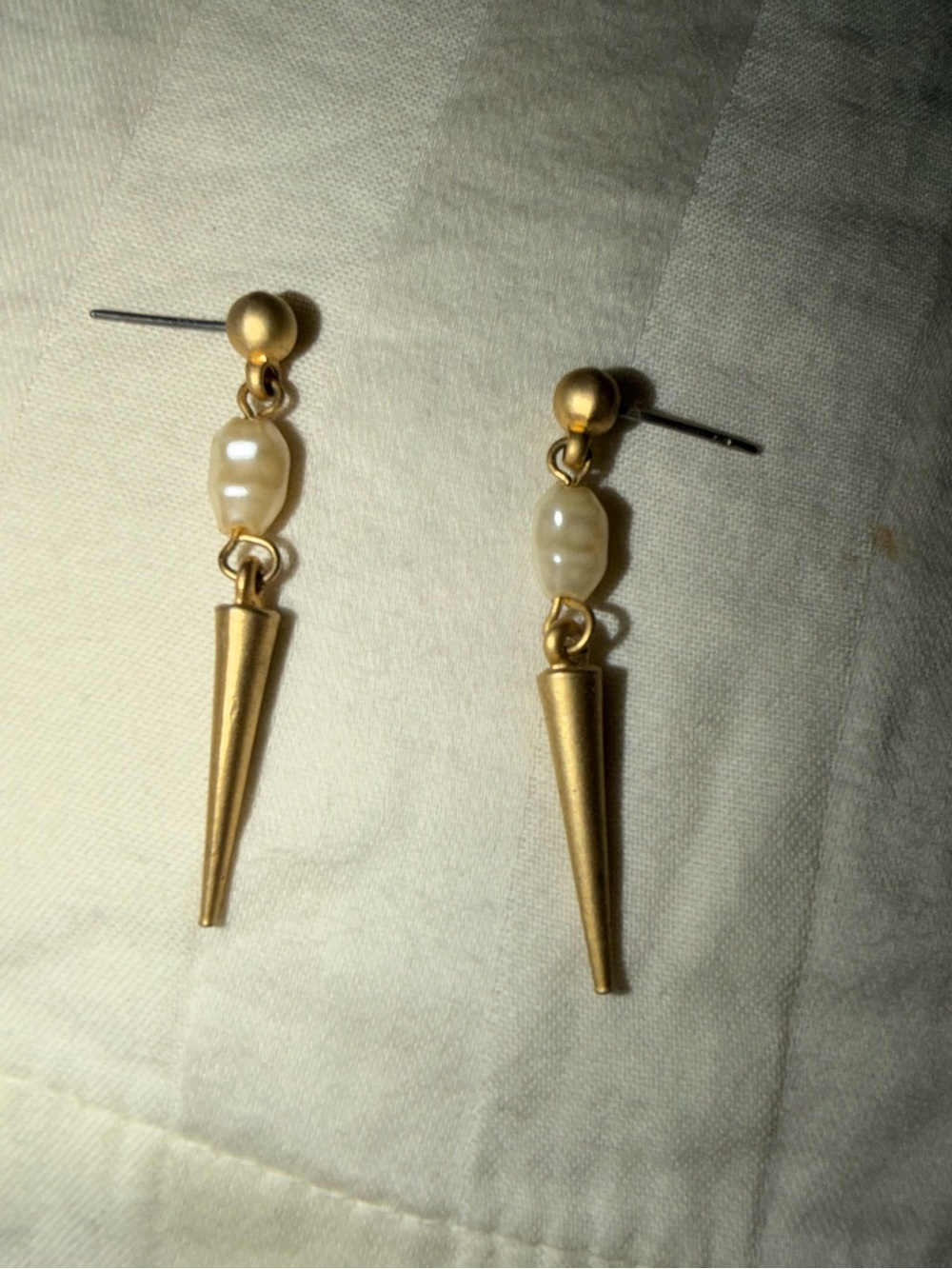 GRANDMAS JEWELRY Gold Spike, Drop Earrings with Pearl Accent - Women Jewelry